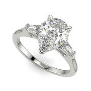 Emma Pear Cut Trilogy 3 Stone 4 Prong Claw Set Engagement Ring Setting - Nivetta